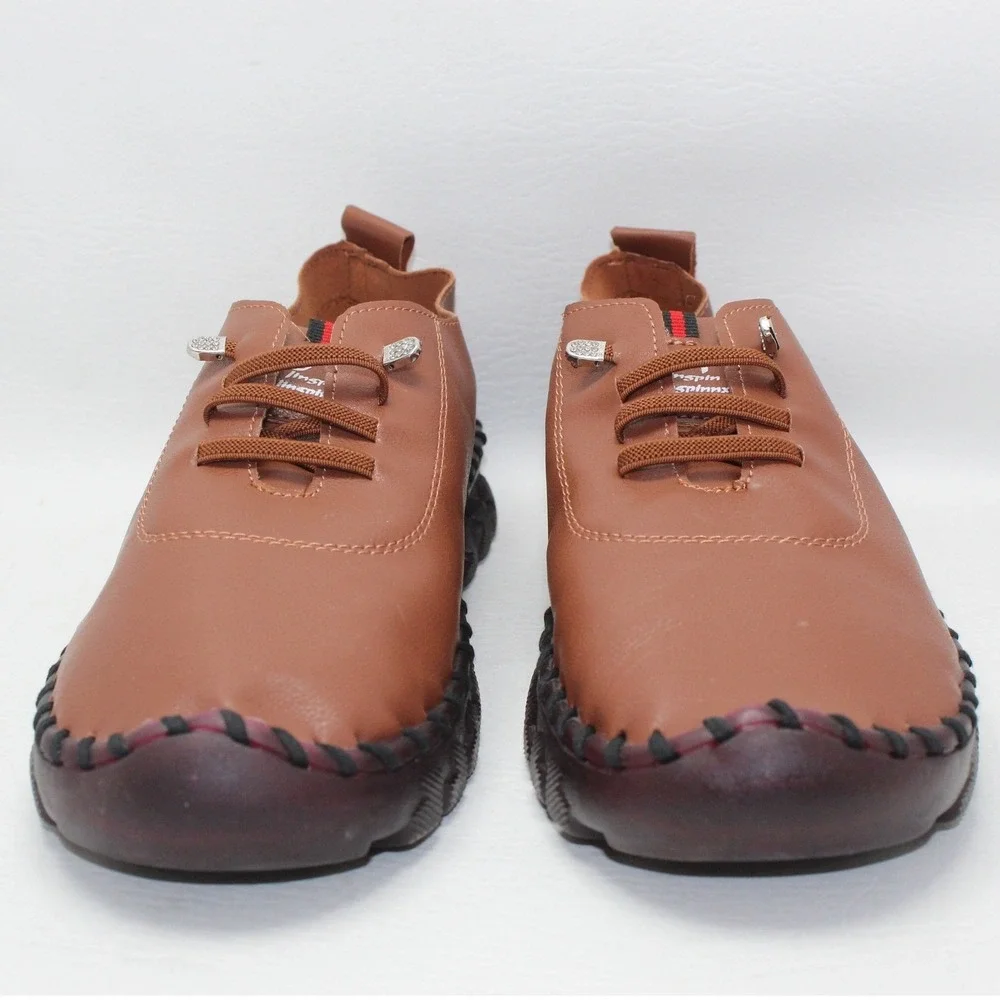 OY Brown Faux Leather Whipstitch Bubble Sole Slip On Shoes W Size 10 / Men 8‎